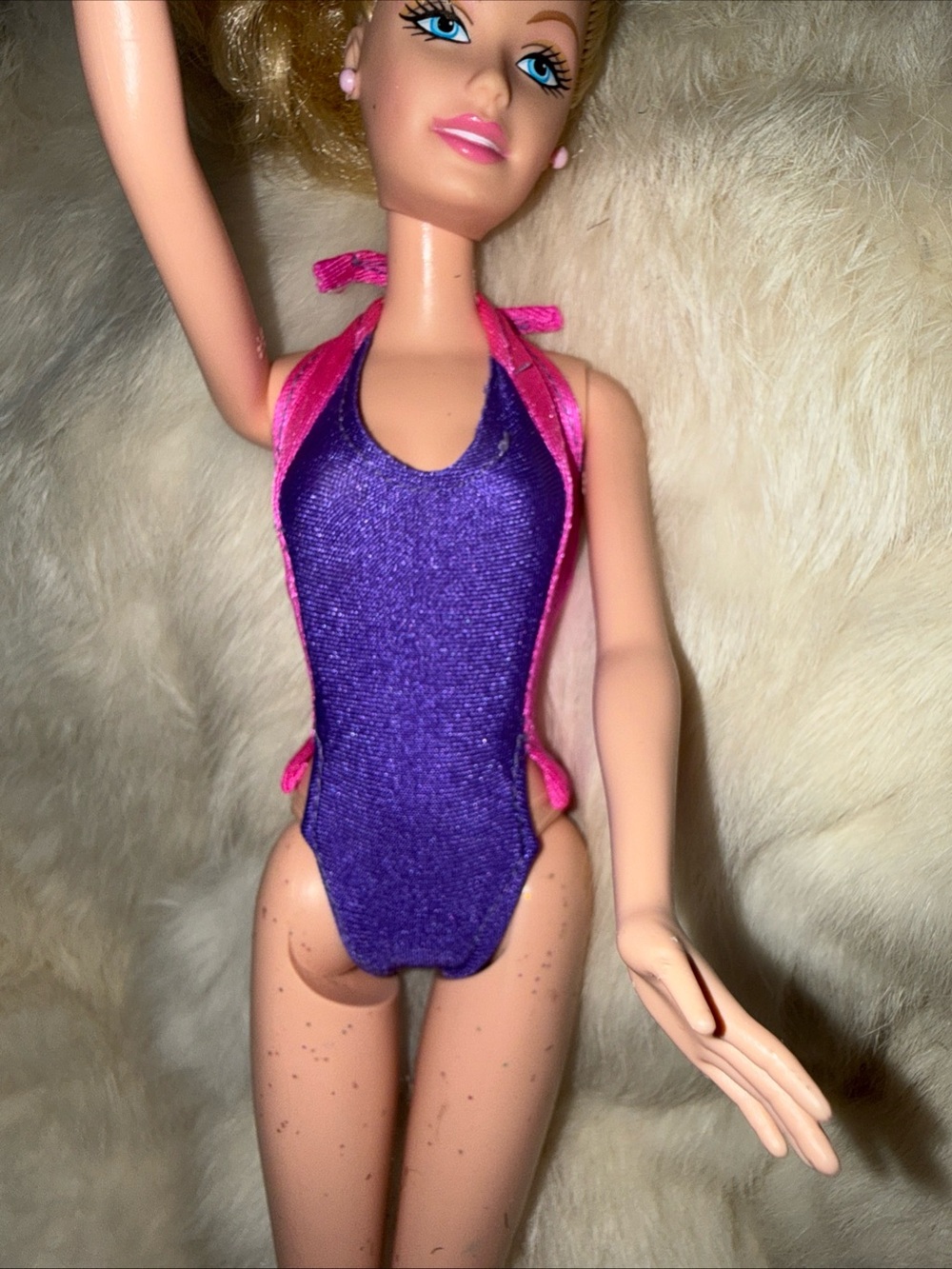Barbie Mattel Vintage purple pink 80’s swimsuit
